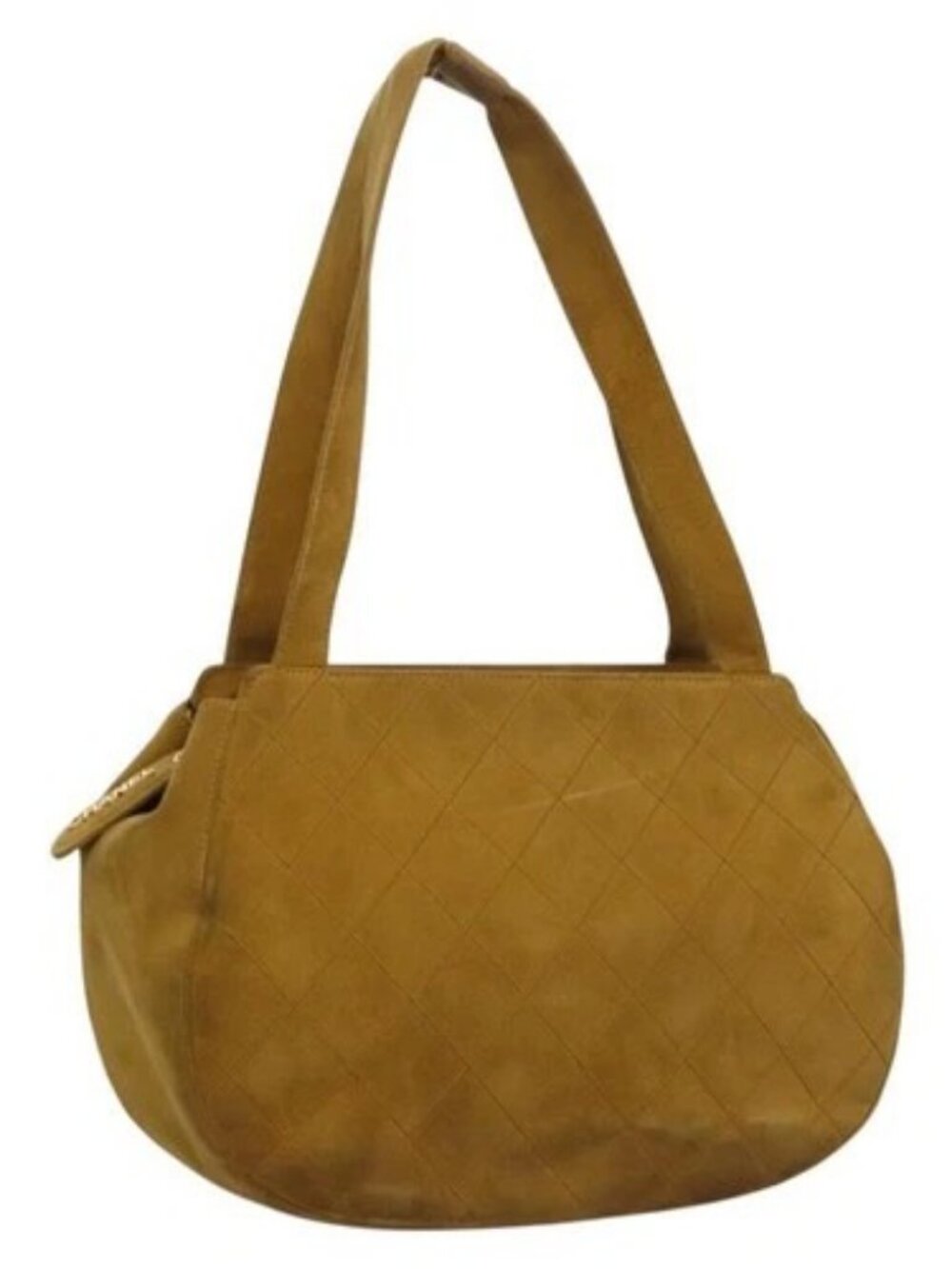 CHANEL Matelasse Hand Bag Suede Yellow CC Auth bs24019